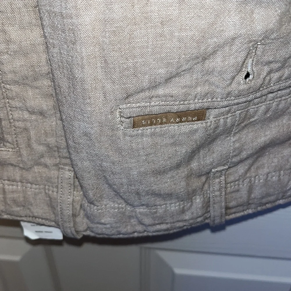 Perry Ellis Men’s Pants 32x30 Linen Crème Tan Tapered Slim Fit Old Money - Picture 6 of 6